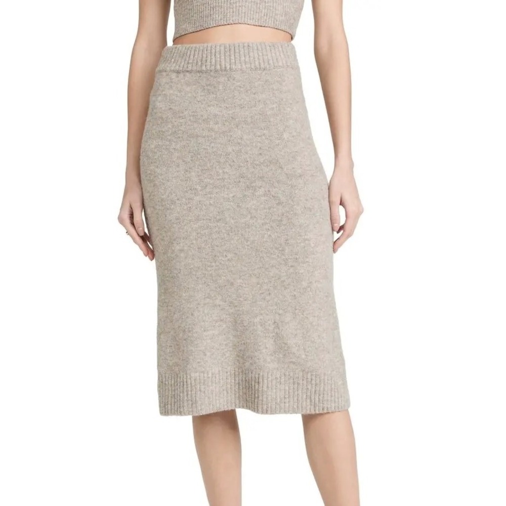 ASTR The Label Skirt Belmont Pull On Wool Blend Taupe Grey Marled Small